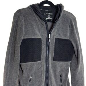 Calvin Klein Performance Women's Gray Fleece Hoodie Full‎ Zip Jacket Medium